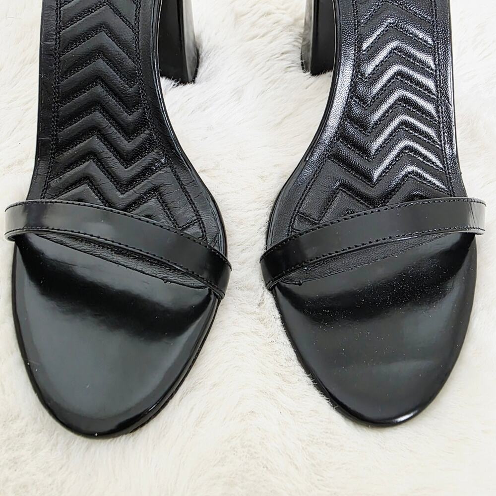 NEW Maje Feverlow Black Patent Leather Gold Chain Heart High Heel Sandals EU 39 - Picture 7 of 15
